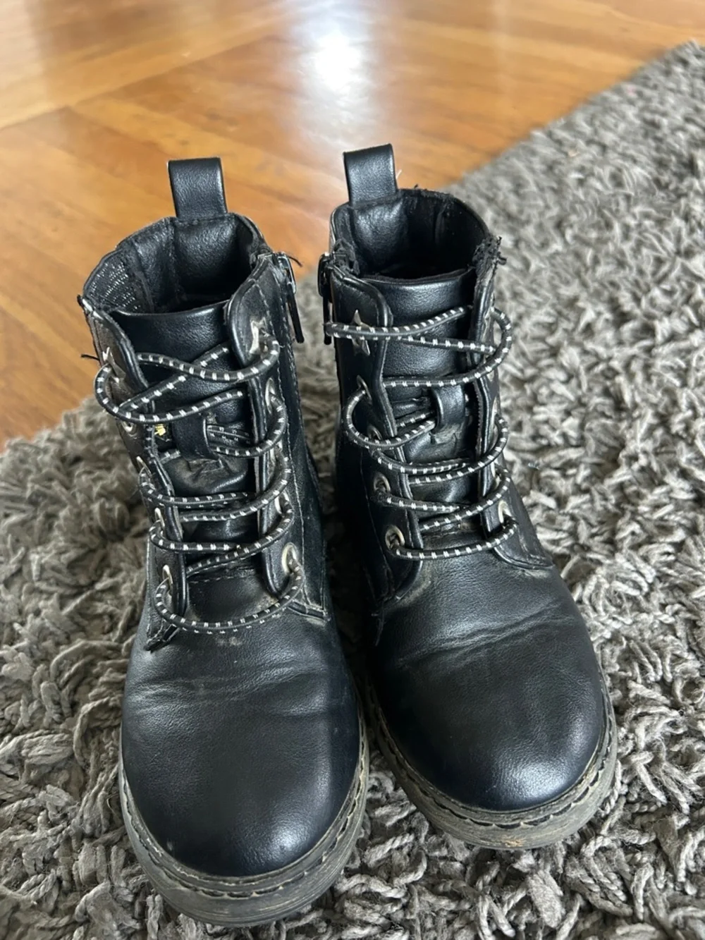 Jumping Beans Toddler Black Combat Boots Lightweight Lace-Up Ankle Size 9T